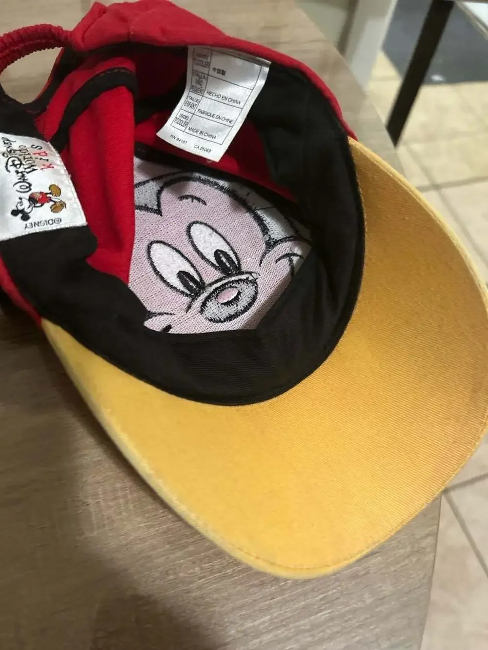 Y2K Disney Parks Mickey Mouse Toddler Baseball Cap with Ears Red Yellow